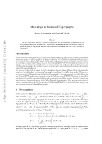 Matchings in Balanced Hypergraphs