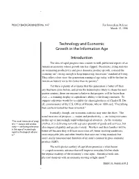 Technology and Economic Growth in the Information Age Introduction
