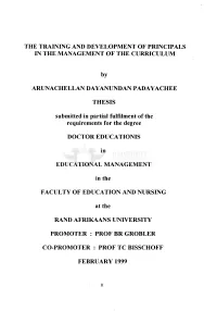 The Training and Development of Principals in the Management of the Curriculum