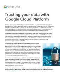 Trusting Your Data with Google Cloud Platform