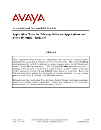 Application Notes for Telcomp Software Applications and Avaya IP Office - Issue 1.0