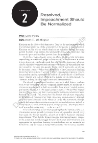 Chapter 2. Resolved, Impeachment Should Be Normalized