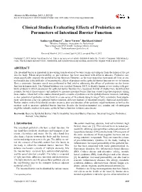 Clinical Studies Evaluating Effects of Probiotics on Parameters of Intestinal Barrier Function