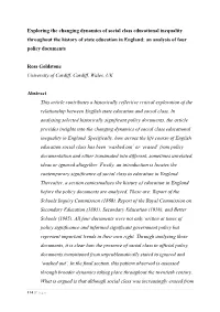 Exploring the Changing Dynamics of Social Class Educational Inequality Throughout the History of State Education in England: an Analysis of Four Policy Documents