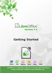 Getting Started with Libreoffice 3.4 Copyright