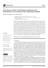 Local Domains and Non-Local Dependencies in a Lexicalised Tree Adjoining Grammar