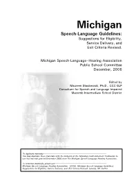 Michigan Speech Language Guidelines