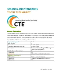 Textile Technology Strands and Standards
