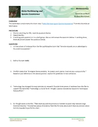Niche Partitioning and Species Coexistence Scientists at Work Student Worksheet