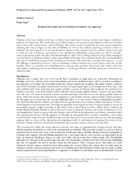 Religious Extremism and Sectarianism in Pakistan: JRSP, Vol
