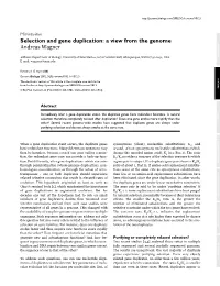 Selection and Gene Duplication: a View from the Genome Comment Andreas Wagner