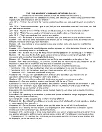 THE “ONE ANOTHER” COMMANDS in the BIBLE (N.I.V.) (These Are