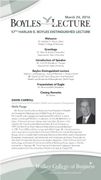 57TH HARLAN E. BOYLES DISTINGUISHED LECTURE March 24, 2016