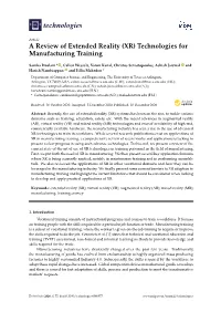 A Review of Extended Reality (XR) Technologies for Manufacturing Training