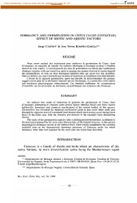 Dormancy and Germination in (Cistaceae): Effect Of