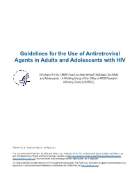 Guidelines for the Use of Antiretroviral Agents in Adults and Adolescent Living With