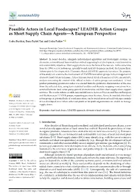 Possible Actors in Local Foodscapes? LEADER Action Groups As Short Supply Chain Agents—A European Perspective