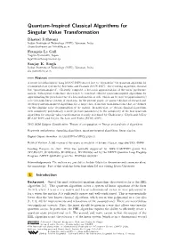 Quantum-Inspired Classical Algorithms for Singular Value