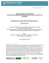 Value Chain Transformation, Fish and Food Security in Myanmar