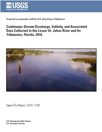 Continuous Stream Discharge, Salinity, and Associated Data Collected in the Lower St