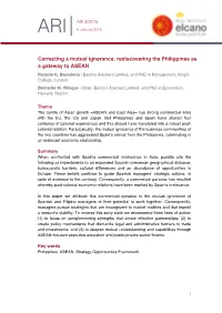 Rediscovering the Philippines As a Gateway to ASEAN Ricardo G