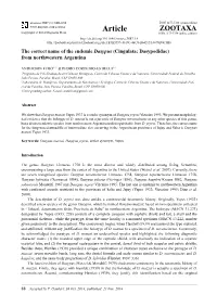 The Correct Name of the Endemic Dasypus (Cingulata: Dasypodidae) from Northwestern Argentina