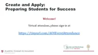 Create and Apply Preparing Students for Success