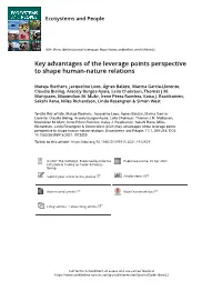 Key Advantages of the Leverage Points Perspective to Shape Human-Nature Relations