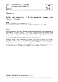 Rights and Obligations of Ngos Assisting Refugees and Migrants in Europe