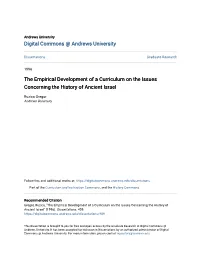 The Empirical Development of a Curriculum on the Issues Concerning the History of Ancient Israel