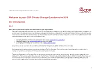Welcome to Your CDP Climate Change Questionnaire 2019
