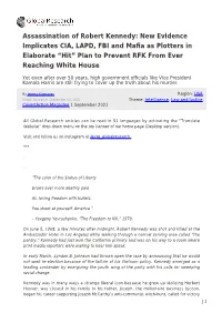 Assassination of Robert Kennedy: New Evidence Implicates CIA, LAPD, FBI and Mafia As Plotters in Elaborate “Hit” Plan To