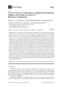 Crocus Sativus L. Cultivation in Alpine Environments: Stigmas and Tepals As Source of Bioactive Compounds
