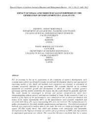 Impact of Small and Medium Scale Enterprises in the Generation of Employment in Lagos State