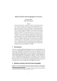 Kuhn and the Historiography of Science