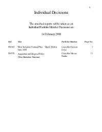 Report Format for Select Committee Meetings