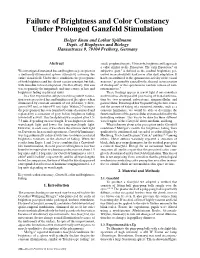 Failure of Brightness and Color Constancy Under Prolonged Ganzfeld Stimulation