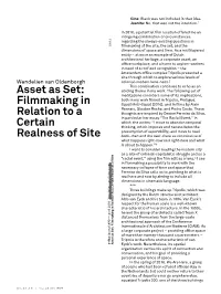 Filmmaking in Relation to a Certain Realness of Site