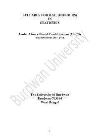 IN STATISTICS Under Choice Based Credit System (CBCS)