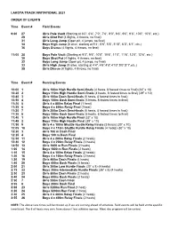 LAKOTA TRACK INVITATIONAL 2021 ORDER of EVENTS Time Event