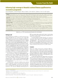 Achieving High Coverage in Rwanda's National Human Papillomavirus Vaccination Programme