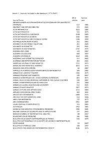 1 Annex 1. Journals Included in the Database (1975-2009)
