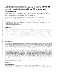 A Hybrid Machine Learning/Deep Learning COVID-19 Severity Predictive Model from CT Images and Clinical Data