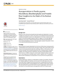And Possible New Insights Into the Habit of the Earliest Diatoms