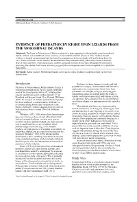 Evidence of Predation by Kiore Upon Lizards from The