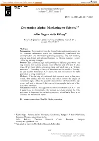 Generation Alpha: Marketing Or Science?1