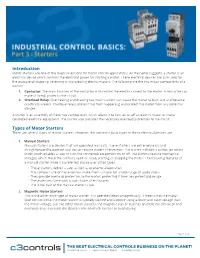 Introduction Types of Motor Starters