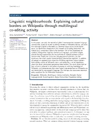 Linguistic Neighbourhoods: Explaining Cultural Borders on Wikipedia Through Multilingual Co-Editing Activity