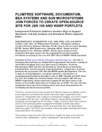 Plumtree Software, Documentum, Bea Systems and Sun Microsystems Join Forces to Create Open-Source Site for Jsr 168 and Wsrp Portlets