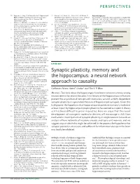 Synaptic Plasticity, Memory and the Hippocampus